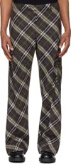 Burberry Brown Check Wool Tailored Cargo Pants In Indigo Ip Check