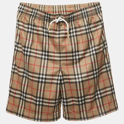 Pre-owned Burberry Brown Checks Mesh Jersey Shorts 14yrs