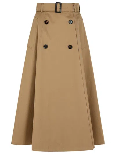 Burberry Women Brenda Cotton Skirt In Brown
