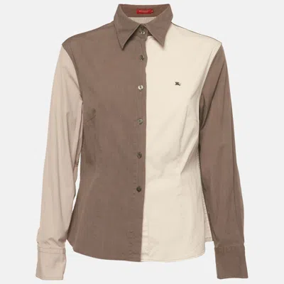 Pre-owned Burberry Brown Cotton Button Up Shirt L