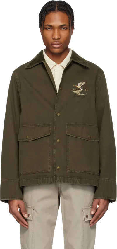 Burberry Corduroy-trimmed Cotton Twill Field Jacket In Green