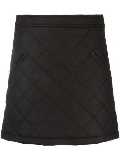 Burberry Brown Cotton Miniskirt Diamond Quilting In Black