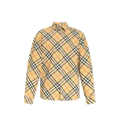 BURBERRY BROWN COTTON PATTERN SHIRT