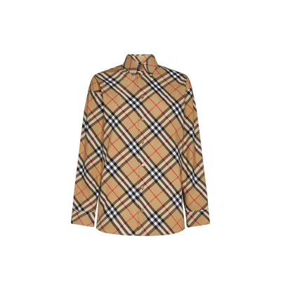 Burberry Brown Cotton Pattern Shirt In Multi