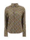 Burberry Ered Shirt With Button-down Collar In Green