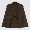 Burberry Cotton Cape With Traditional Check Lining In Brown