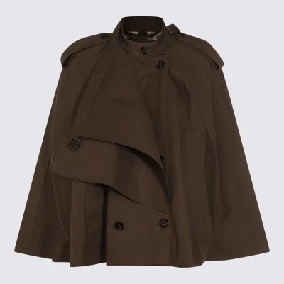 Burberry Brown Cotton Trench Coat In Green