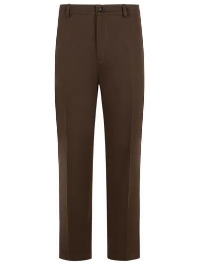 BURBERRY BURBERRY BROWN COTTON TROUSERS MEN