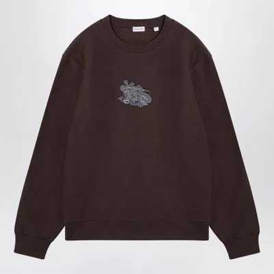 Burberry Brown Crewneck Sweatshirt With Logo In Shadow