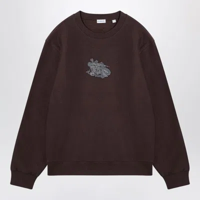 Burberry Brown Crewneck Sweatshirt With Logo In Black