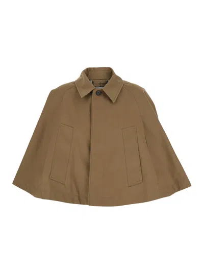 Burberry Brown Crop Jacket With Short Open Sleeves In Cotton And Fabric Blend Woman