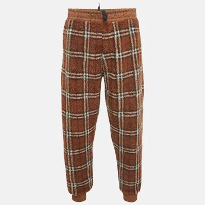Pre-owned Burberry Brown Dimitri Check Fleece Joggers Xxl