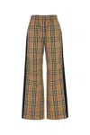 Burberry Checked Pattern Wide Leg Trousers In Brown