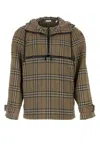 Burberry Half-zip Jacket With Check Pattern In Silk Blend Men