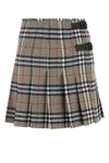 Burberry Womens Check-print Pleated Wool Mini Skirt Crater Dk Charcoal C