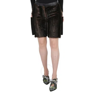Burberry Brown Faux Fur Panelled Shorts