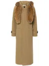 Burberry Faux-fur Trim Long Sleeved Duffle Coat In Brown