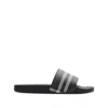 Burberry Check Pattern Flat Sliders With Round Toe In Black