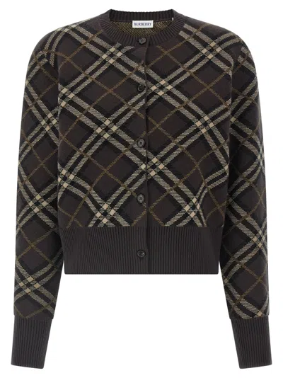 BURBERRY BROWN GEORGETTE CARDIGAN