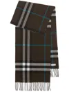 Burberry Checked Fringed Cashmere Scarf In Brown