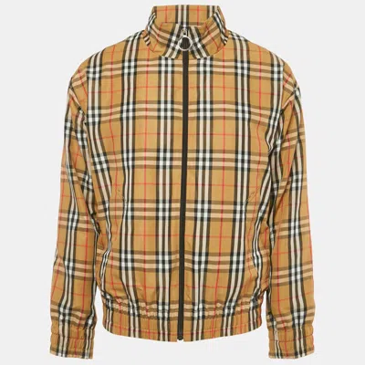 Pre-owned Burberry Brown House Checks Synthetic Zip-up Jacket M