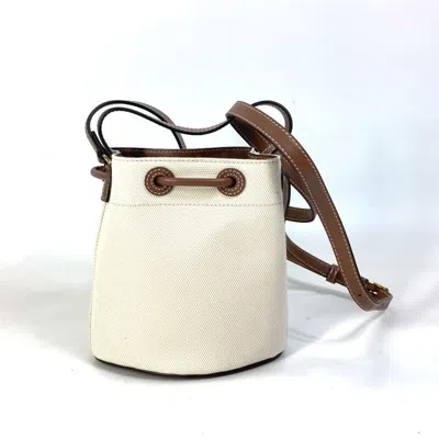 Pre-owned Burberry Brown Ivory Canvas Leather Shoulder Bag Tote Bag ()