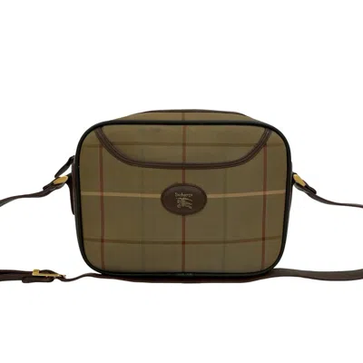 Pre-owned Burberry Brown Khaki Canvas Leather Shoulder Bag ()