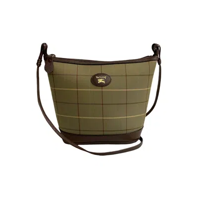 Pre-owned Burberry Brown Khaki Leather Canvas Pochette Shoulder Bag ()