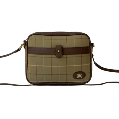 Pre-owned Burberry Brown Khaki Leather Canvas Shoulder Bag ()