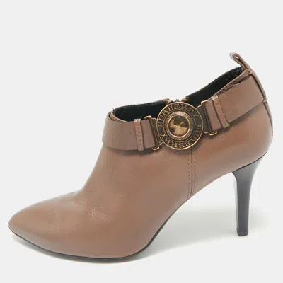 Pre-owned Burberry Brown Leather Ankle Length Boots Size 41