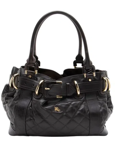Pre-owned Burberry Brown Leather Beaton Satchel (authentic Pre-loved)