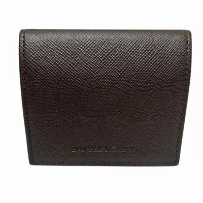 Pre-owned Burberry Brown Leather Coin Purse/coin Case ()
