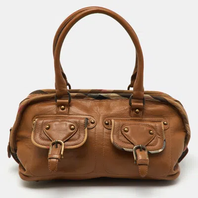Pre-owned Burberry Brown Leather Double Pocket Satchel