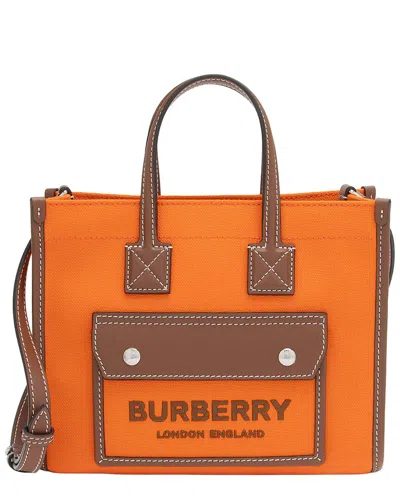 Burberry Brown Leather Freya Horseferry Mini Tote (authentic Pre-loved) In Orange