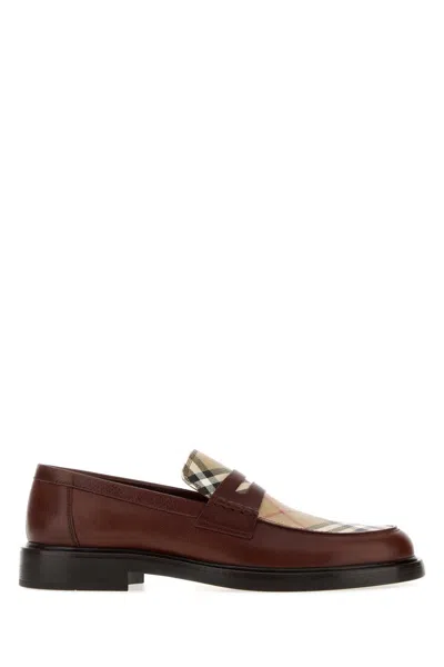 Burberry Brown Leather Pembroke Loafers In Multi