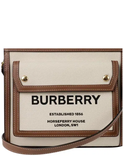 Burberry Brown Leather Pocket Mini Tote (authentic Pre-loved) In Neutral
