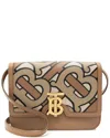Burberry Brown Leather Tb Small Flap Bag (authentic Pre-loved) In Blue