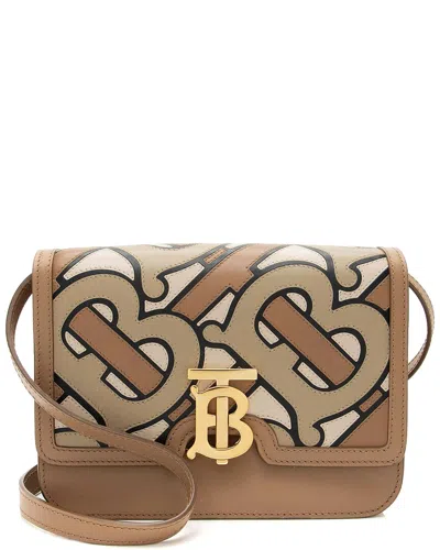 Burberry Brown Leather Tb Monogram Small Flap Bag (authentic Pre-loved)