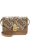 Burberry Brown Leather Tb Small Flap Bag (authentic Pre-loved) In Blue