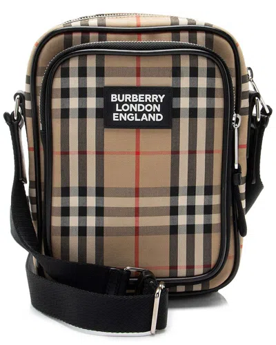 Burberry Brown Leather Vintage Check Freddie Crossbody (authentic Pre-loved) In Multi