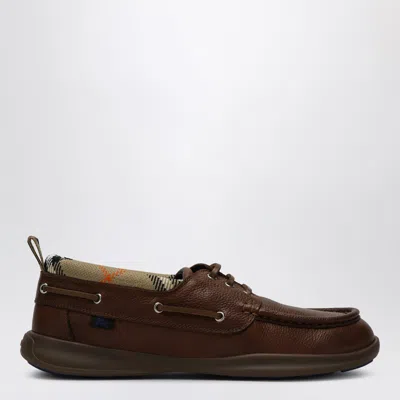 BURBERRY BURBERRY BROWN LOAFERS WITH CHECK TRIM