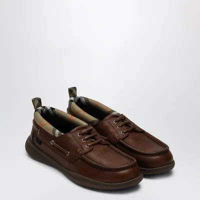 Burberry Leather Loafers Round Toe Rubber Sole In Brown