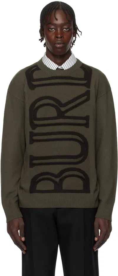 Burberry Brown Logo Wool Sweater In Shale