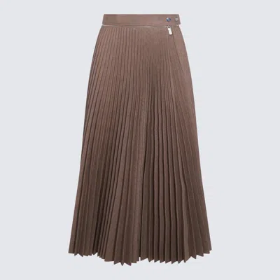 BURBERRY BROWN MIDI WOOL SKIRT
