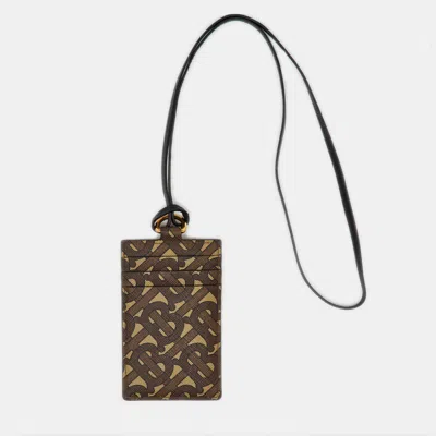 Pre-owned Burberry Brown Monogram Coated Canvas Tb Lanyard Card Holder