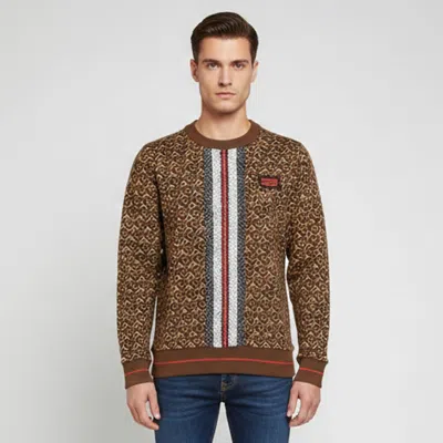 Pre-owned Burberry Brown Monogram Cotton Knit Long Sleeve Sweatshirt Xs