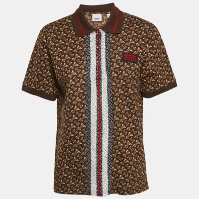 Pre-owned Burberry Brown Monogram Cotton Pique Copland Polo T-shirt S