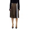 Burberry Brown Monogram Stripe Pleated Skirt In Brown/red