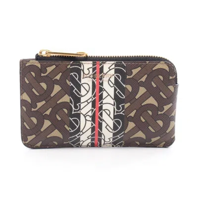 Pre-owned Burberry Brown Multi-color Coated Canvas Coin Purse/coin Case ()