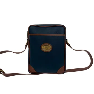Pre-owned Burberry Brown Navy Leather Pvc Pochette Shoulder Bag ()